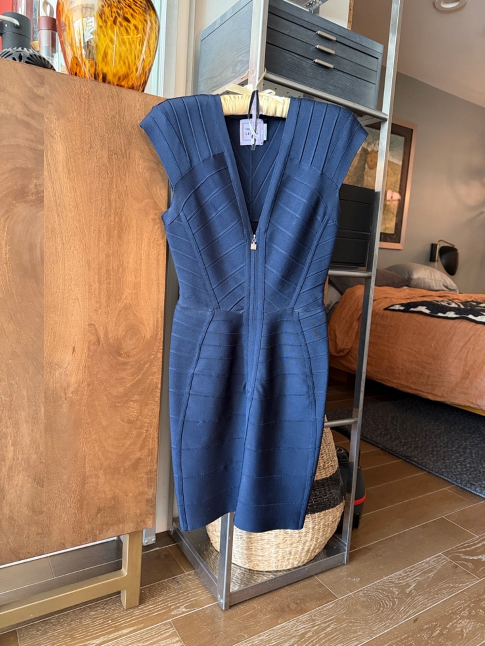 Herve Leger Navy Bandage Dress